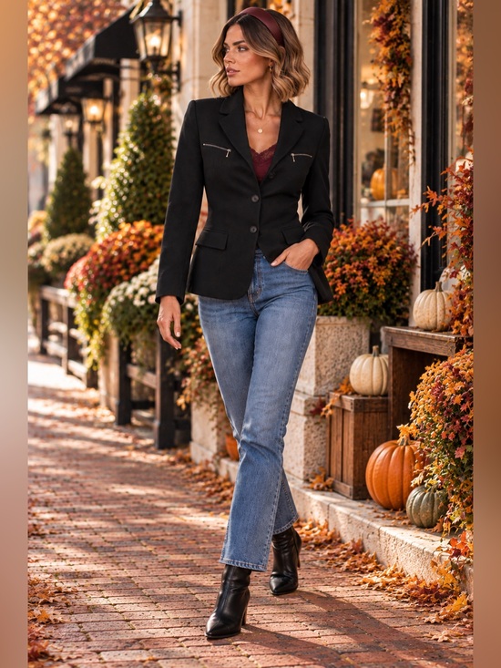 Casual Corner Jackets & Blazers - Vtg Casual Corner Black 100% Wool Blazer Women’s Size 10 90s Quiet Luxury Prep